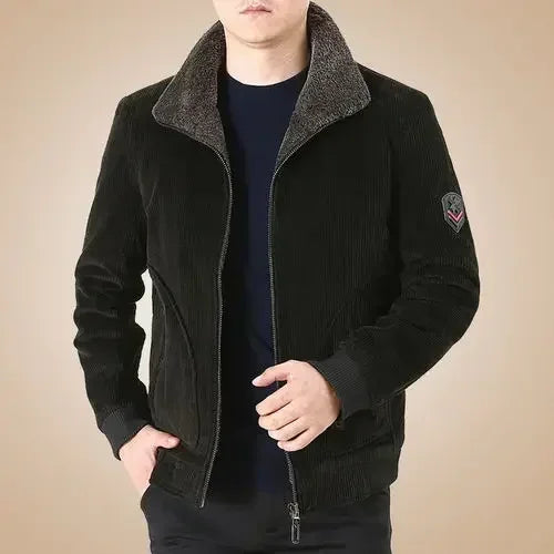 Men Jackets- Men's Rugged Cotton Sherpa-Lined Jacket for Outdoor Adventures- - Chuzko Women Clothing