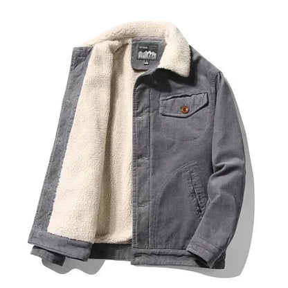 Men Jackets- Men's Rugged Cotton Sherpa-Lined Jacket for Outdoor Adventures- Gray- Chuzko Women Clothing