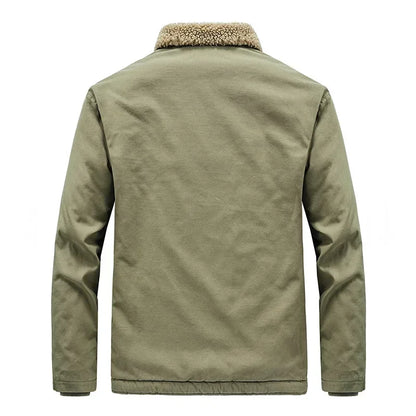 Men's Sherpa-Lined Army Winter Jacket