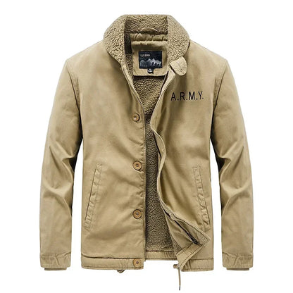 Men's Sherpa-Lined Army Winter Jacket