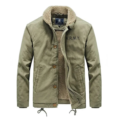 Veste d'hiver Army doublée Sherpa pour hommes