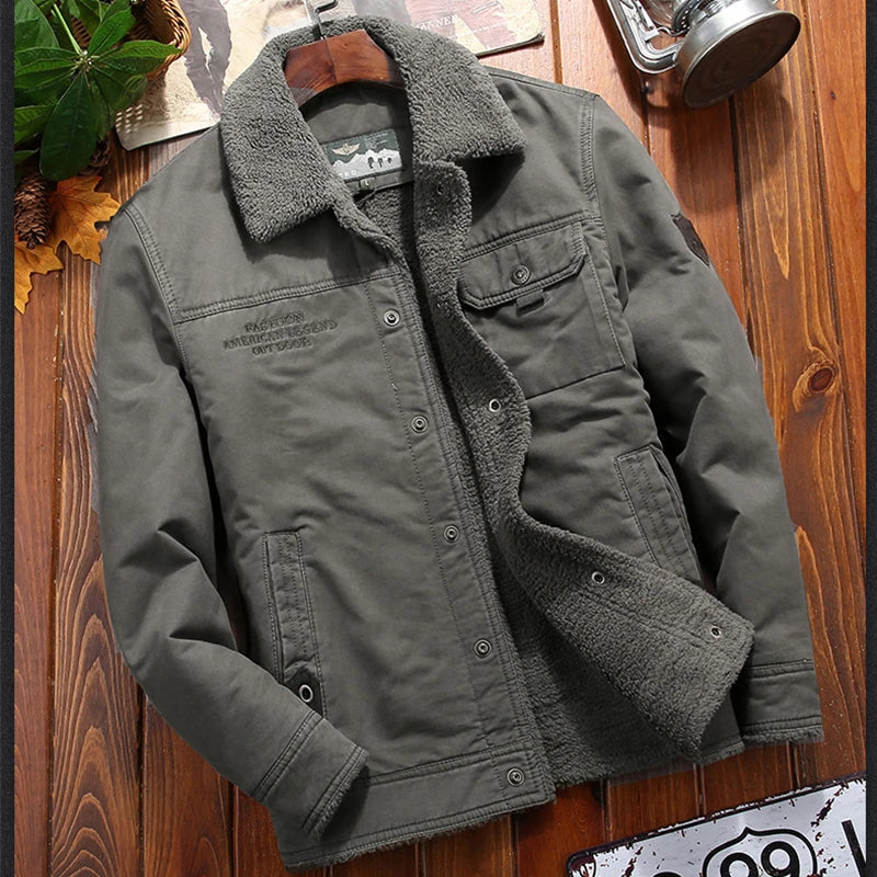 Rugged Warmth Outdoor Men's Jacket with Sherpa Collar