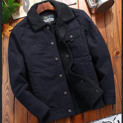 Rugged Warmth Outdoor Men's Jacket with Sherpa Collar