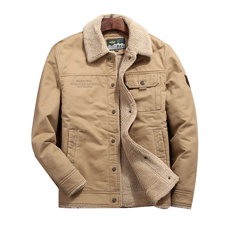 Rugged Warmth Outdoor Men's Jacket with Sherpa Collar