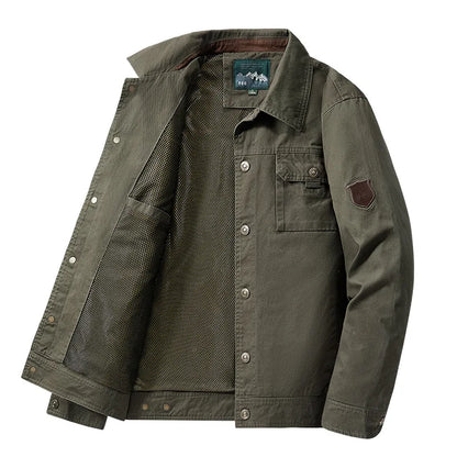 Men Jackets- The Rugged Canvas Jacket is a Must-Have for Men- Army Green- Chuzko Women Clothing