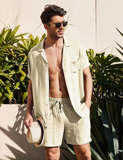 Men Outfits- Men’s Summer Resort Wear - Ideal for Beach & Casual Outings- Khaki- IndioGear.com