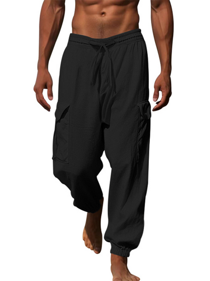 Men Pants- Cotton Joggers Pencil Beach Pants for Men- - IndioGear.com