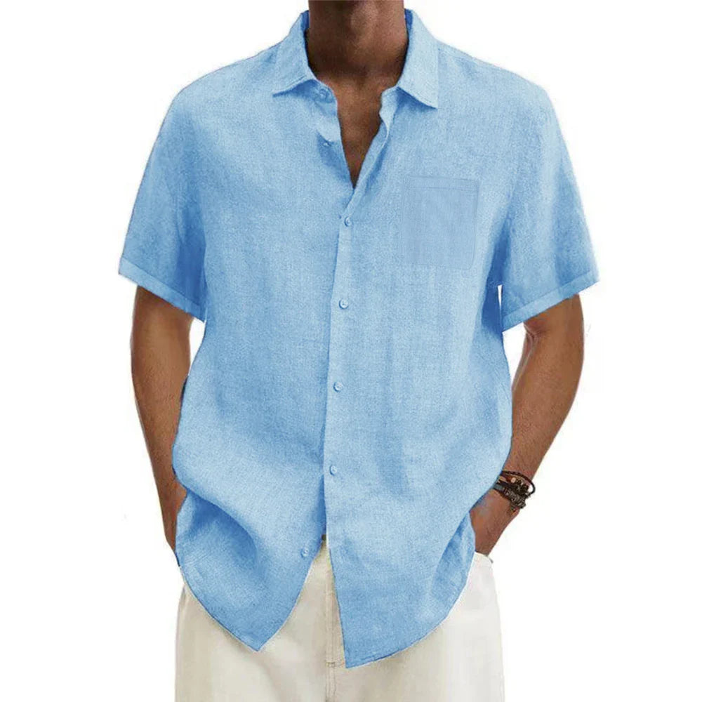 Men Shirts- Classic Linen Button-Up Shirt for Men- Metal Gear- IndioGear.com