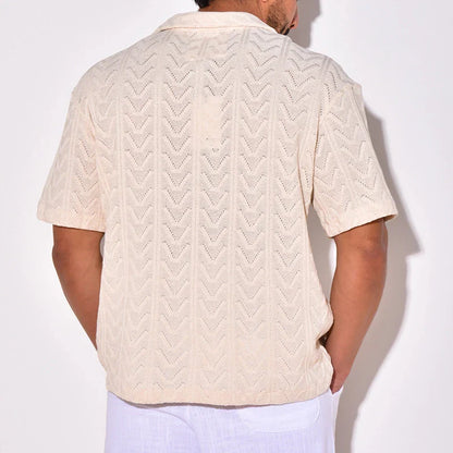 Men Shirts- Men's Eyelet Zigzag Knit Shirts for Casual Outings- - IndioGear.com