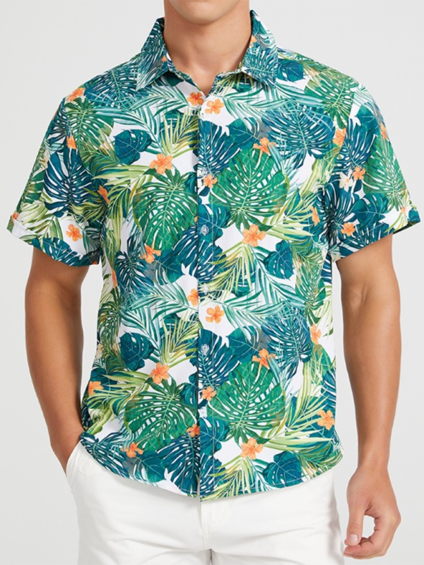 Men Shirts- Men's Hawaiian Shirt for Beach Adventures- GreenYellow- IndioGear.com