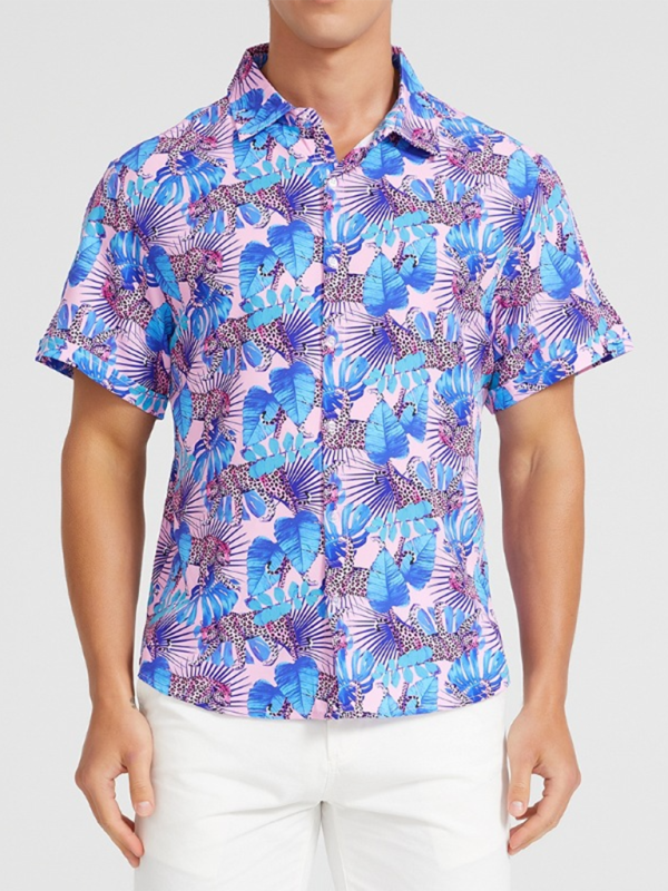 Men Shirts- Men's Hawaiian Shirt for Beach Adventures- Pinkpurple- IndioGear.com