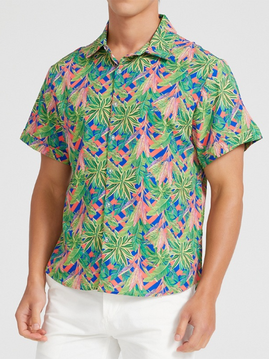 Men Shirts- Men's Hawaiian Shirt for Beach Adventures- Green- IndioGear.com