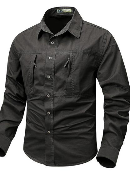 Men Shirts- Men's Rugged Utility Shirt for Work Wear- Black- IndioGear.com