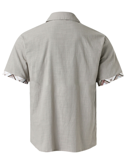 Men Shirts- Men's Short-Sleeve Linen Blend Shirt- - IndioGear.com