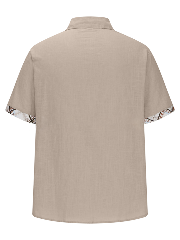 Men Shirts- Men's Short-Sleeve Linen Blend Shirt- - IndioGear.com