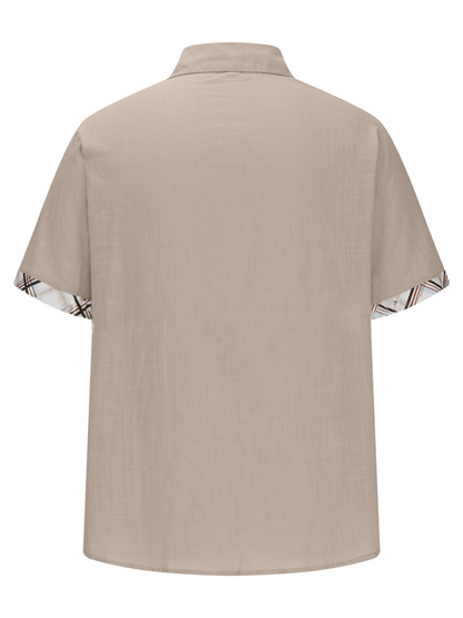 Men Shirts- Men's Short-Sleeve Linen Blend Shirt- - IndioGear.com