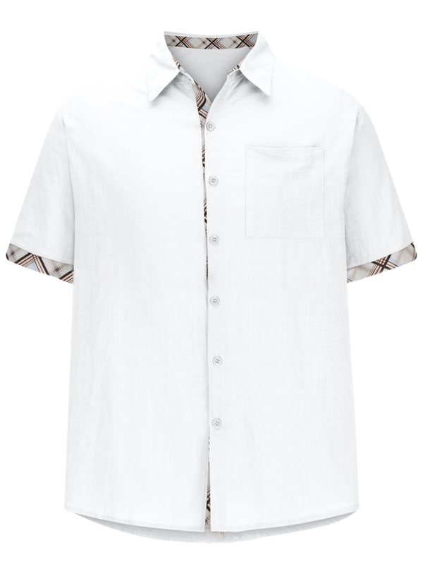 Men Shirts- Men's Short-Sleeve Linen Blend Shirt- - IndioGear.com