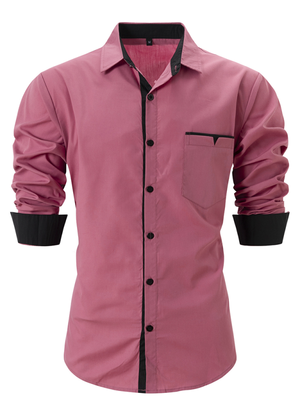 Men Shirts- Sharp Men's Dress Shirt with Contrast Trim- Pink- IndioGear.com