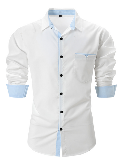 Men Shirts- Sharp Men's Dress Shirt with Contrast Trim- White- IndioGear.com