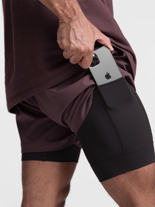 Men Shorts- High-Performance Athletic Shorts- Wine Red- IndioGear.com