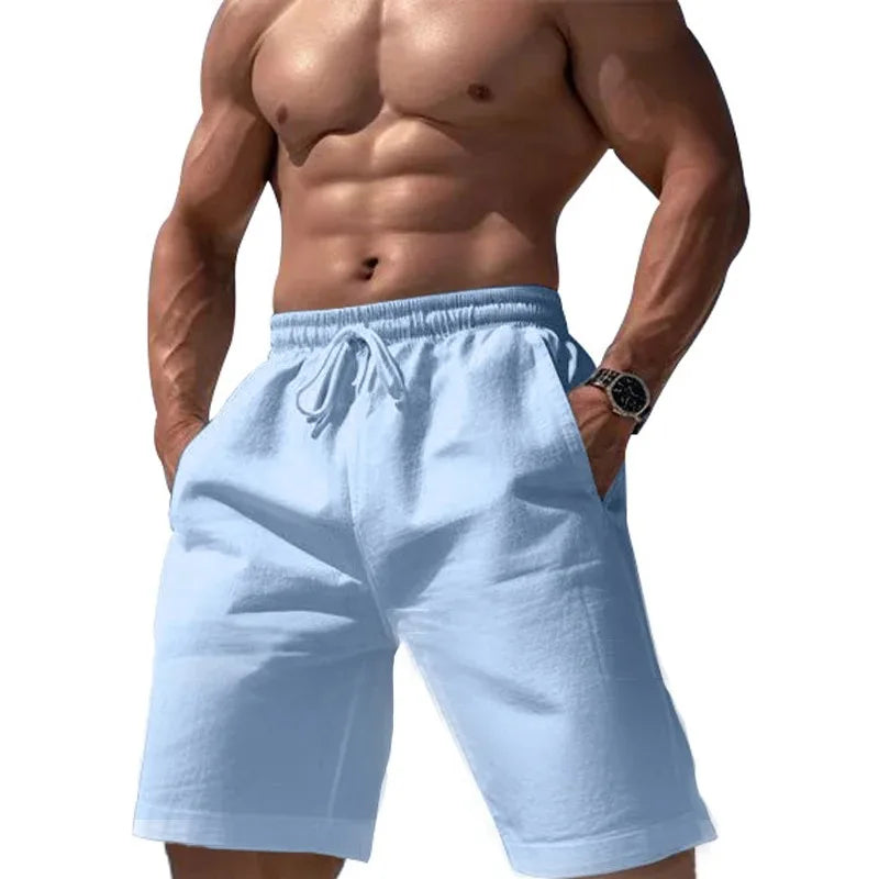 Men Shorts- Men's Essential Summer Shorts for Outdoor Adventures- Sky Blue- Chuzko Women Clothing