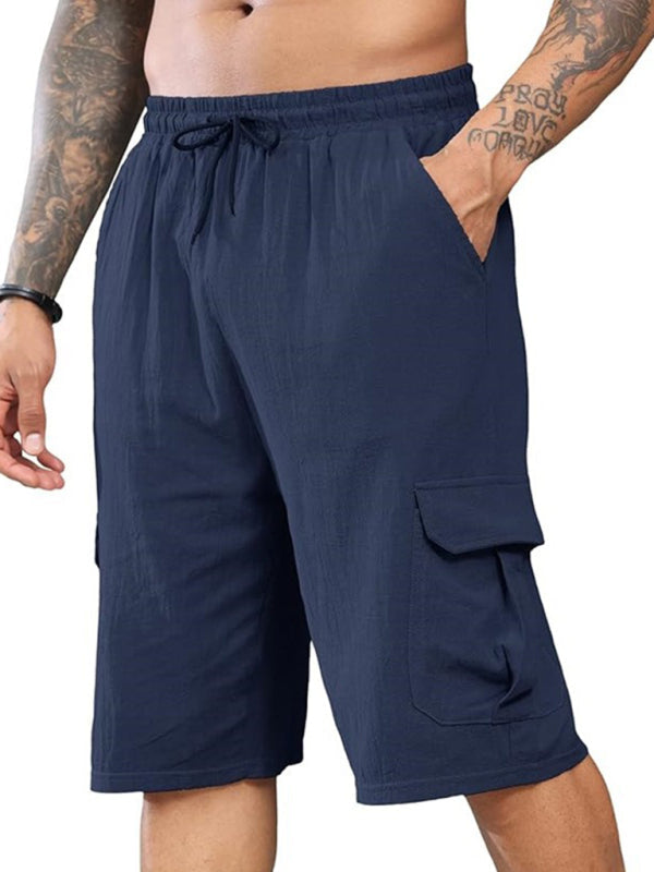 Men Shorts- Summer Essential White Cargo Shorts for Men- Purplish blue navy- IndioGear.com