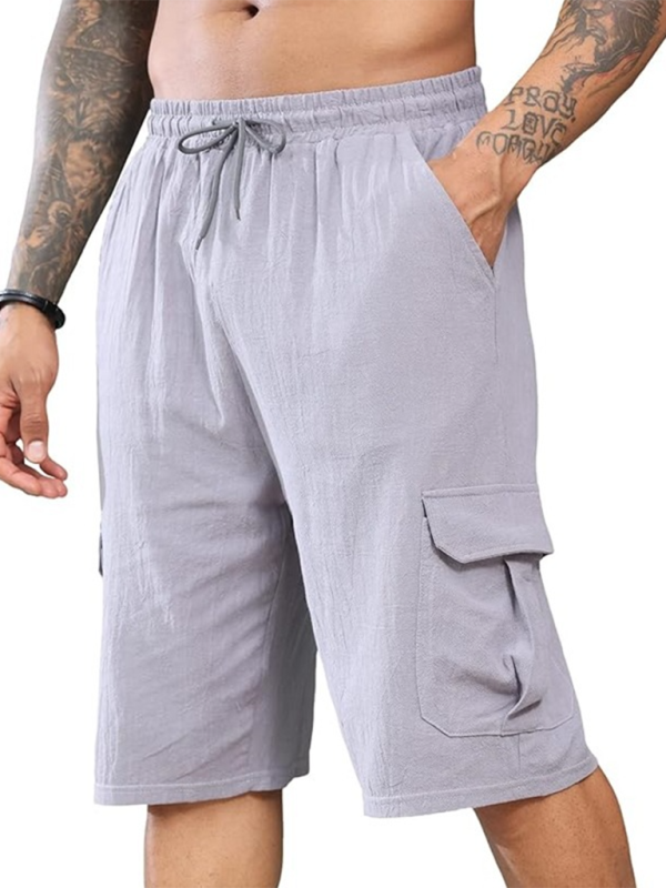 Men Shorts- Summer Essential White Cargo Shorts for Men- Misty grey- IndioGear.com