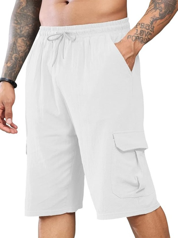 Men Shorts- Summer Essential White Cargo Shorts for Men- White- IndioGear.com