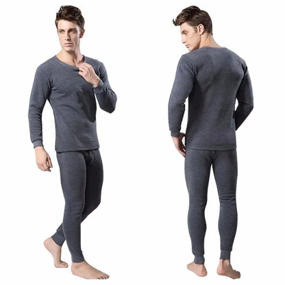 Men Sleepwear - Men's Fleece Lined Thermal Underwear for Winter Pants & Top