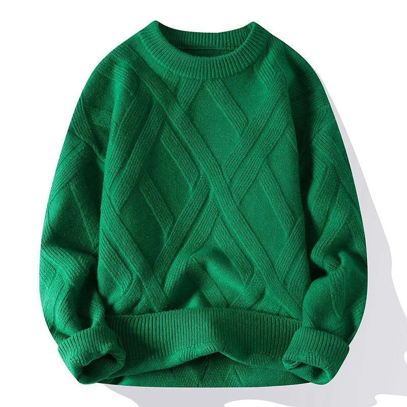 Men Sweaters- Casual Knit Pullover for Men with Style- Green- IndioGear.com