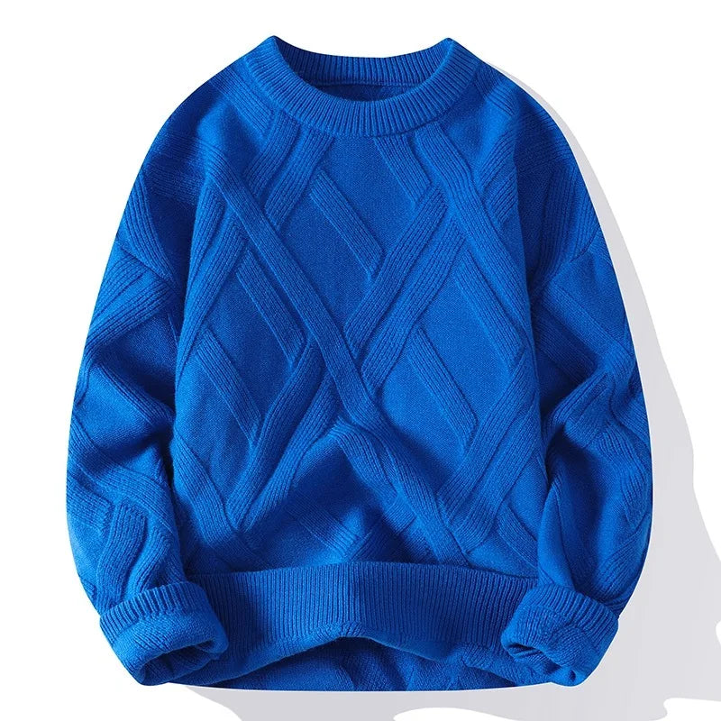 Men Sweaters- Casual Knit Pullover for Men with Style- Blue- IndioGear.com