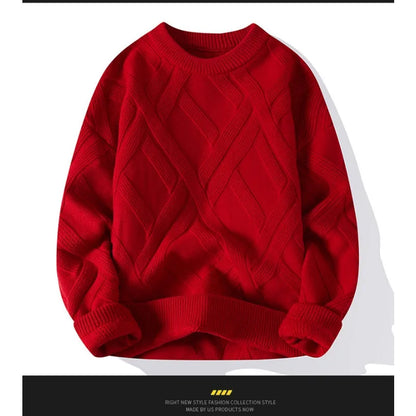 Men Sweaters- Casual Knit Pullover for Men with Style- Red- IndioGear.com