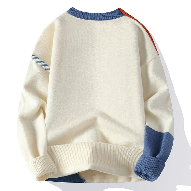 Men Sweaters- Stylish Knit Sweater with Color-Block Details for Men- - IndioGear.com