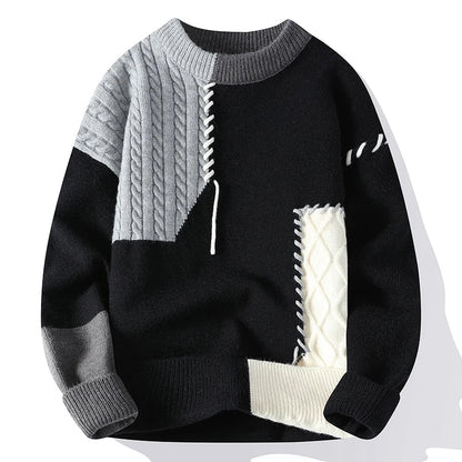 Men Sweaters- Stylish Knit Sweater with Color-Block Details for Men- - IndioGear.com