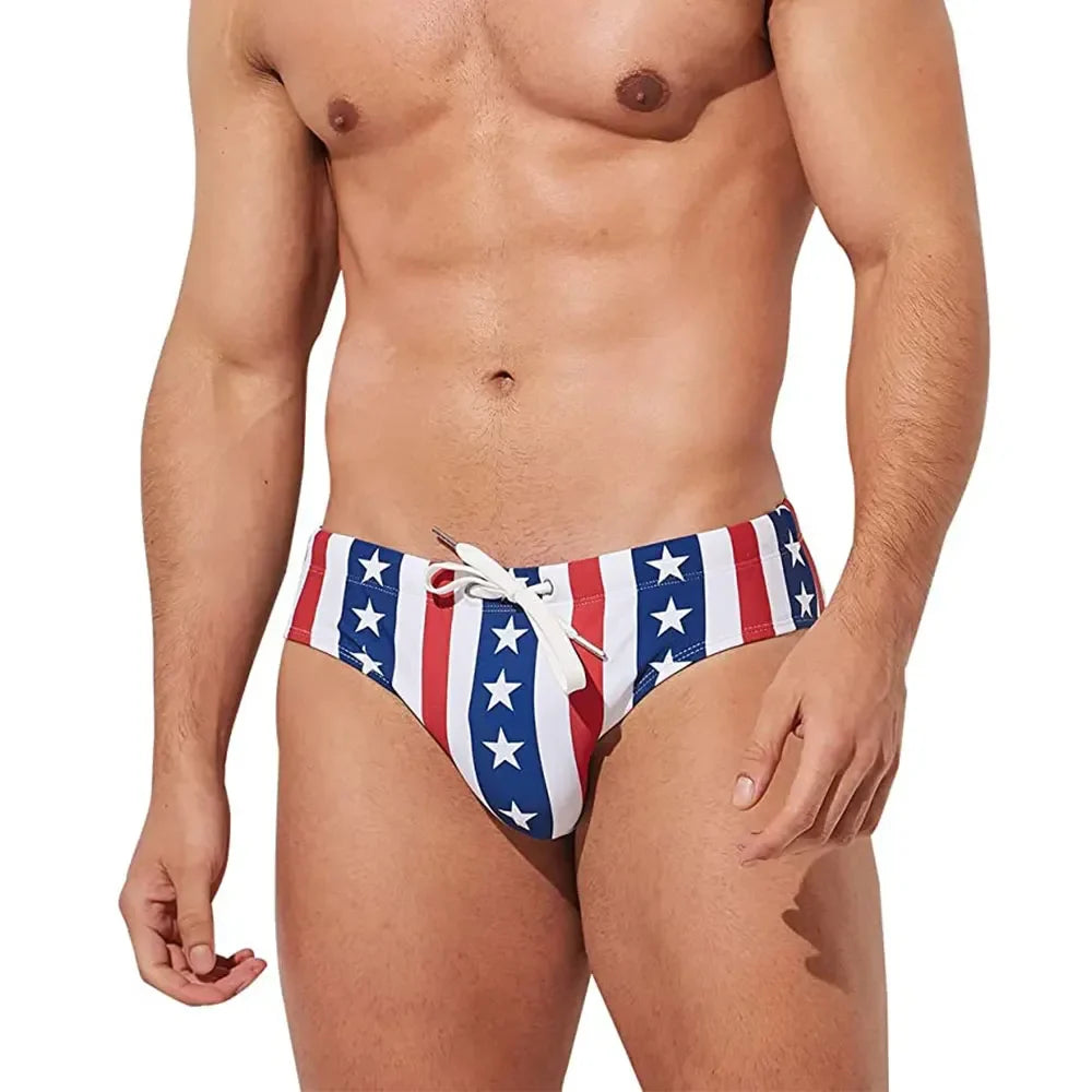 Men Swimwear- Men's Patriotic Swimwear for Poolside and Beach Fun- - IndioGear Fashion and Gear