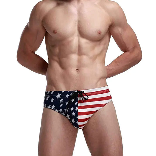 Men Swimwear- Men's Patriotic Swimwear for Poolside and Beach Fun- - IndioGear Fashion and Gear