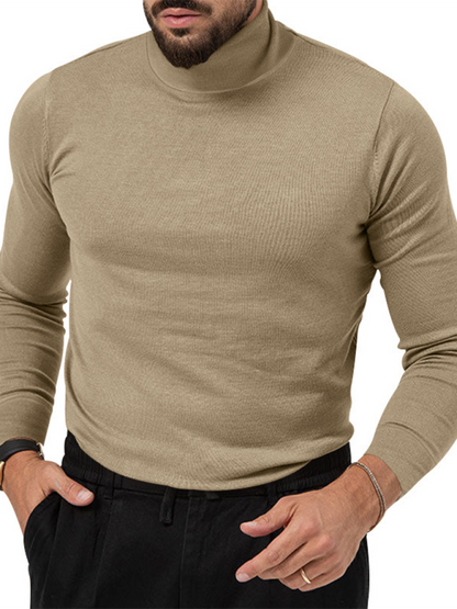 Men T-Shirts- Turtleneck Every Sharp Man T-Shirt- Khaki- IndioGear.com