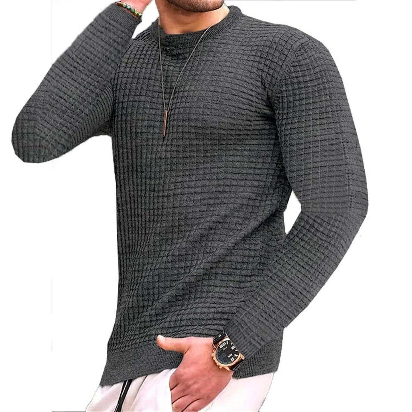 Men T-shirts- Casual Fit Men’s Waffle Weave Tee- - IndioGear