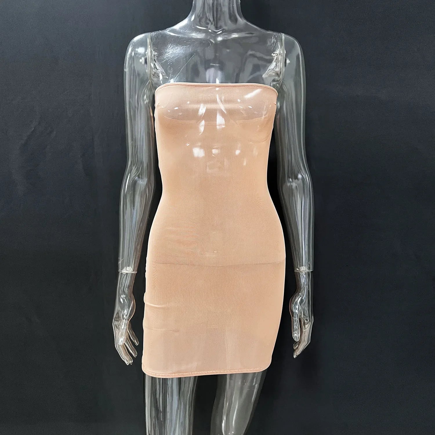 Mesh Dresses- Women See-Through Strapless Dress for Parties- - IndioGear.com