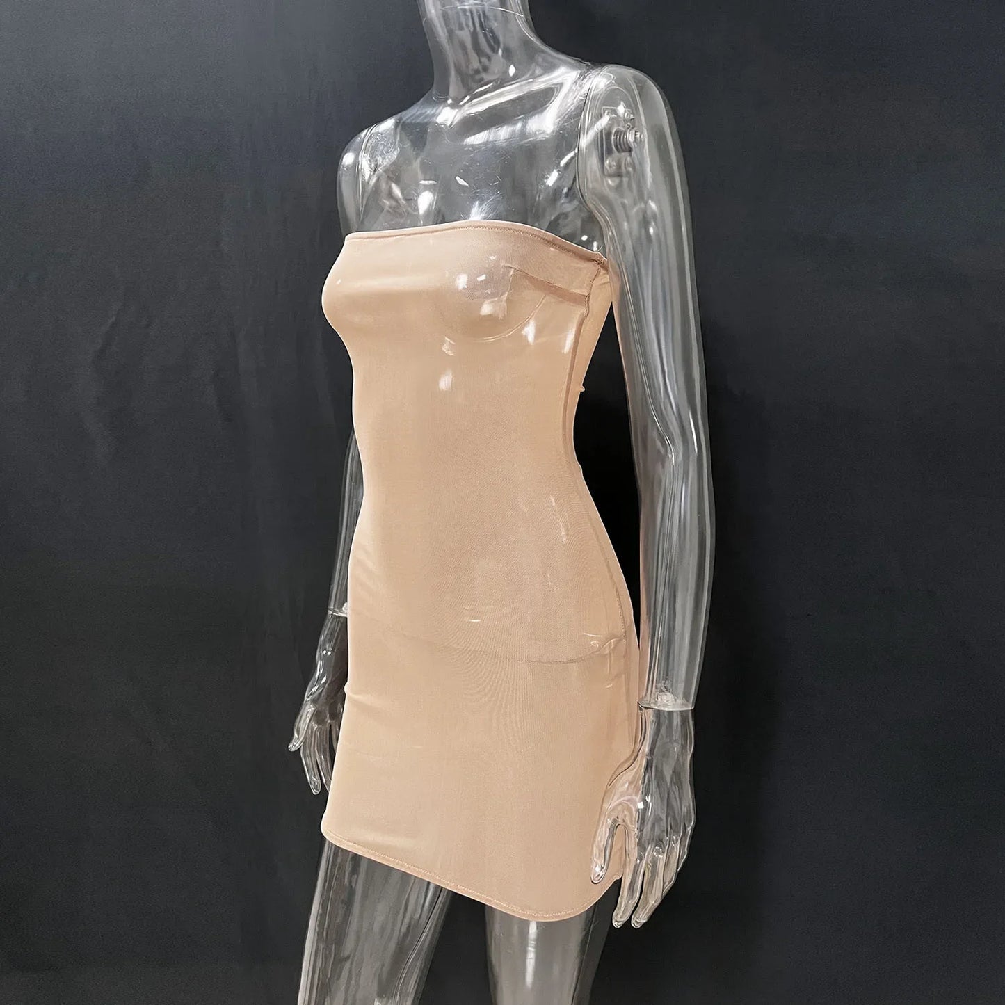 Mesh Dresses- Women See-Through Strapless Dress for Parties- - IndioGear.com