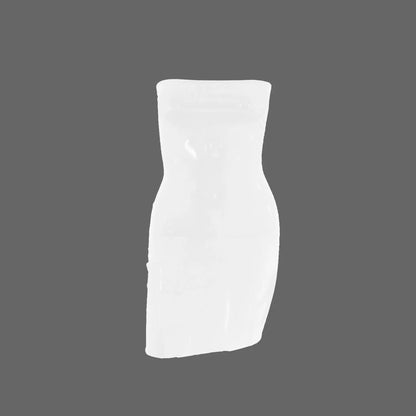 Mesh Dresses- Women See-Through Strapless Dress for Parties- White- IndioGear.com