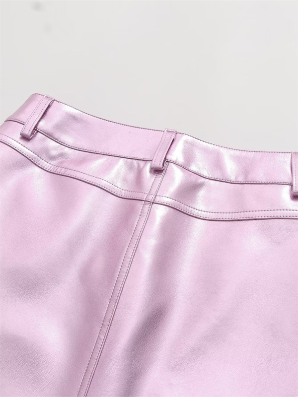 Metallic SKirt- Metallic Pink Mini Skirt for Nightlife and Parties- - IndioGear.com