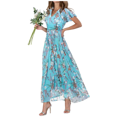 Midi Dresses- Floral Midi Dress for Spring Weddings & Garden Parties!- - IndioGear.com