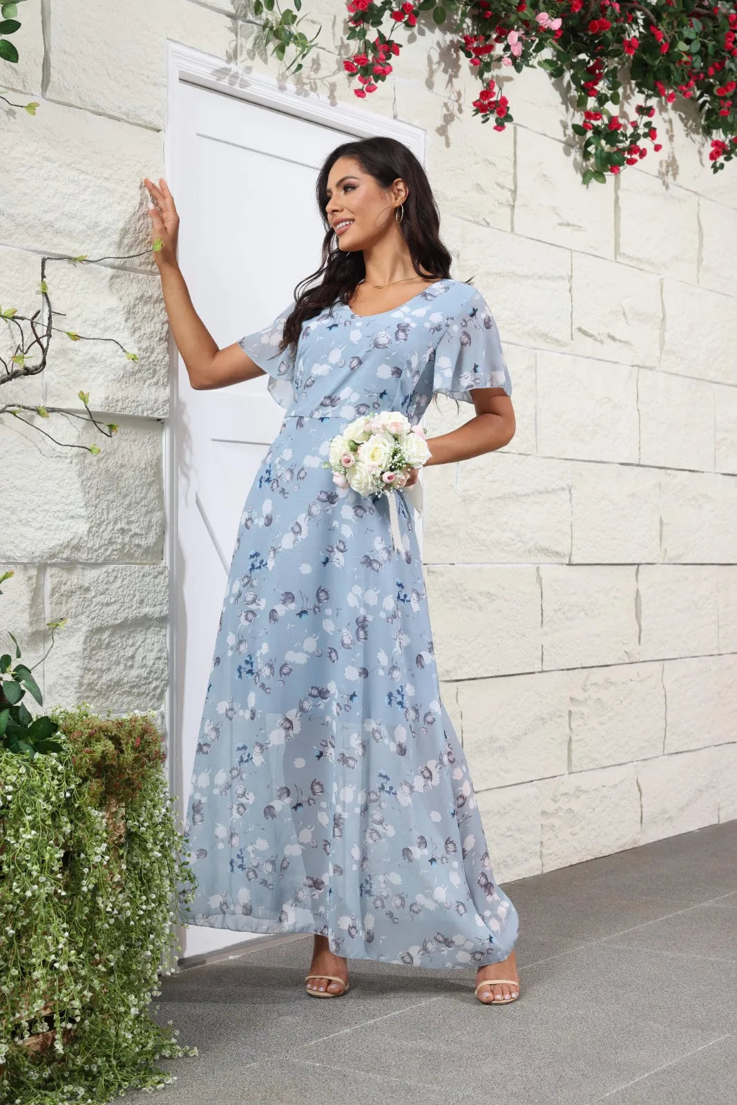 Midi Dresses- Floral Midi Dress for Spring Weddings & Garden Parties!- - IndioGear.com