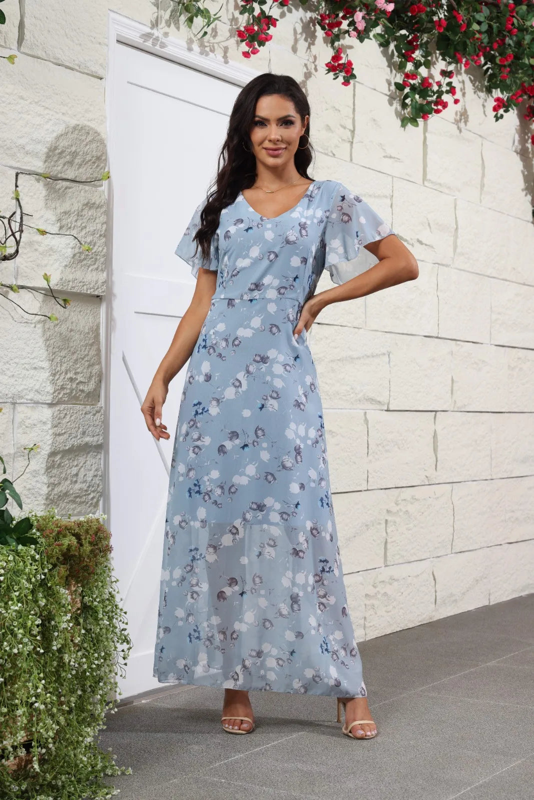 Midi Dresses- Floral Midi Dress for Spring Weddings & Garden Parties!- - IndioGear.com