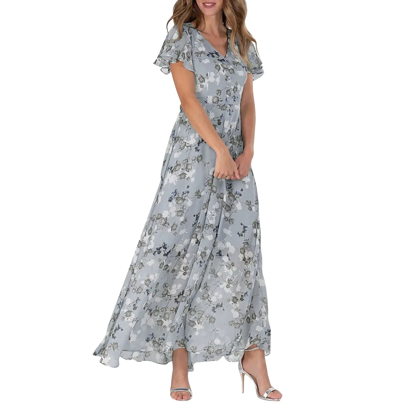 Midi Dresses- Floral Midi Dress for Spring Weddings & Garden Parties!- - IndioGear.com