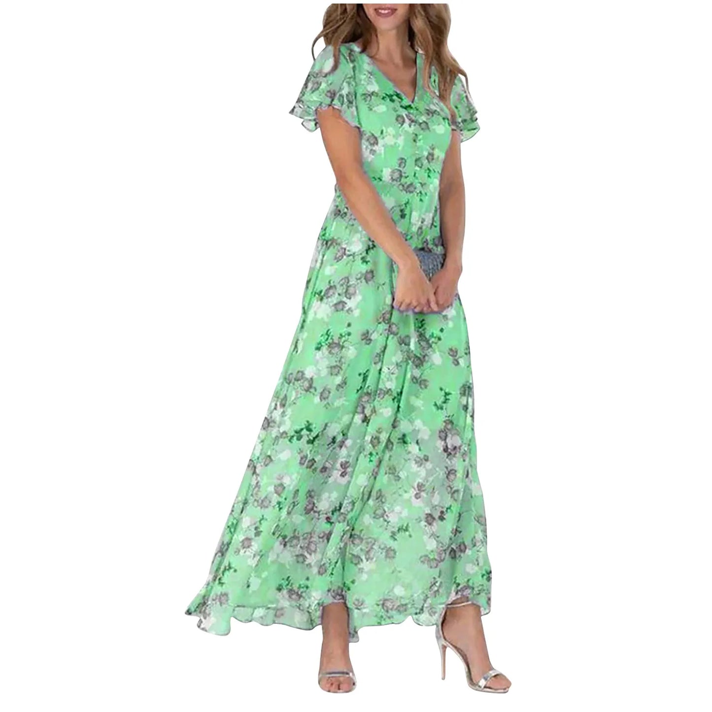 Midi Dresses- Floral Midi Dress for Spring Weddings & Garden Parties!- - IndioGear.com