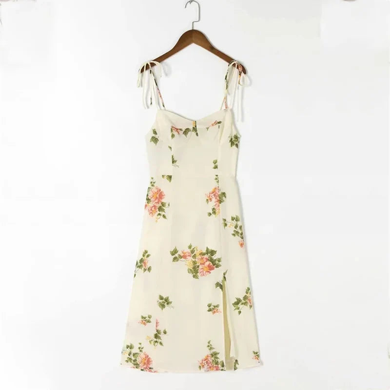 Midi Dresses- Slip & Lace Up - Chiffon Midi Dresses- Floral Slip midi dress- IndioGear.com