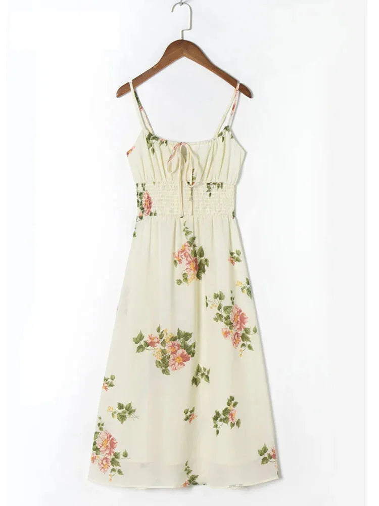 Midi Dresses- Slip & Lace Up - Chiffon Midi Dresses- - IndioGear.com