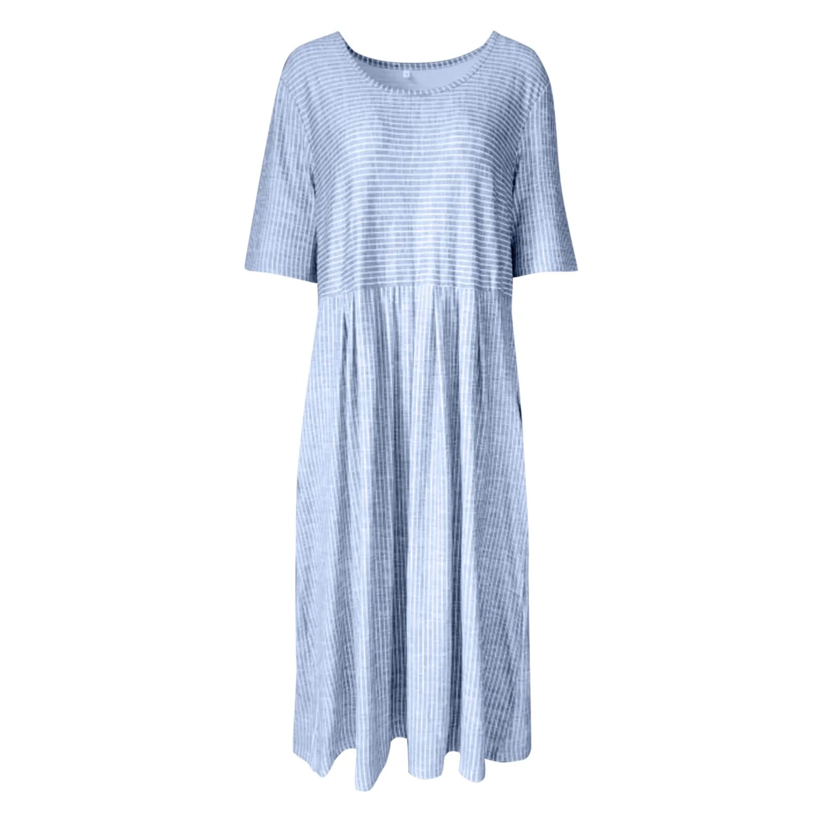 Midi Dresses- Striped Midi Dress- - IndioGear.com